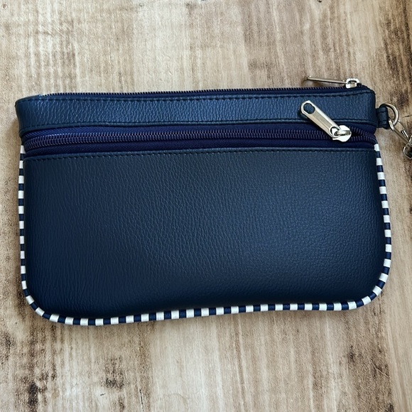 Miluu Blue Leather Heart Wristlet NWOT - Picture 3 of 6